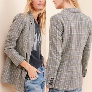 MAEVE Lilith Relaxed Double-Breasted Blazer Size 8 Plaid NWOT